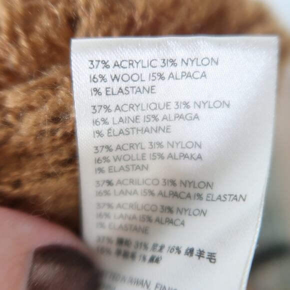 Free People Birchwood camel brown wool blend open knit sweater L - Picture 8 of 8